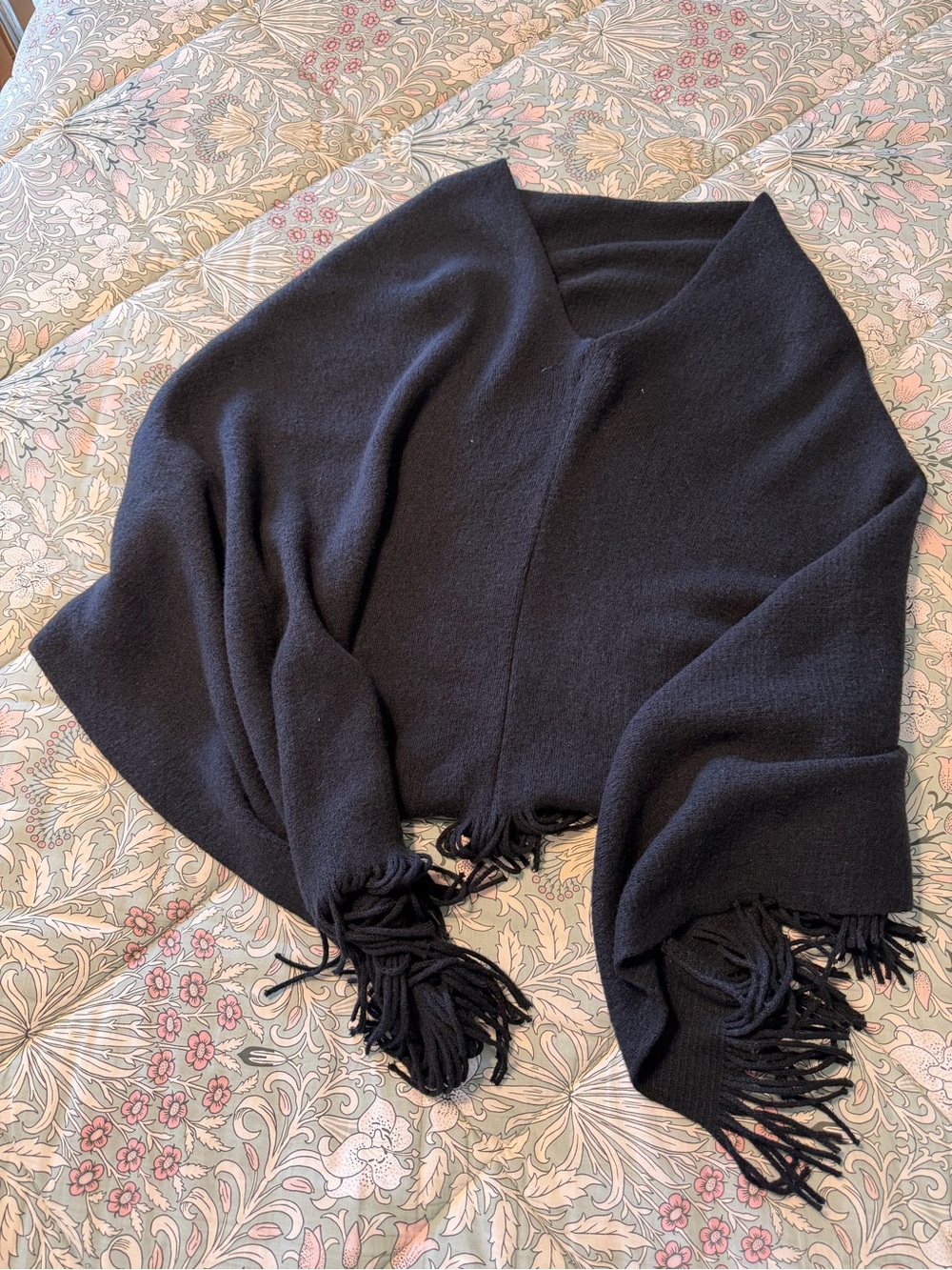 Echo Black Fringe Wrap Poncho - Picture 5 of 7